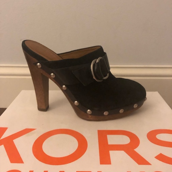 Michael Kors Black Suede Clogs - Picture 3 of 9